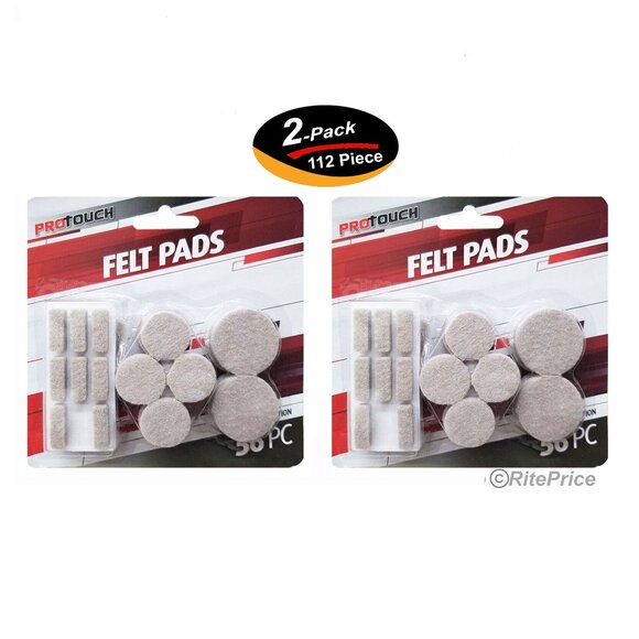 112 PCS (2 Pack) Felt Furniture Pads Chair Leg Protectors Hardwood Wooden Floors - Picture 1 of 15